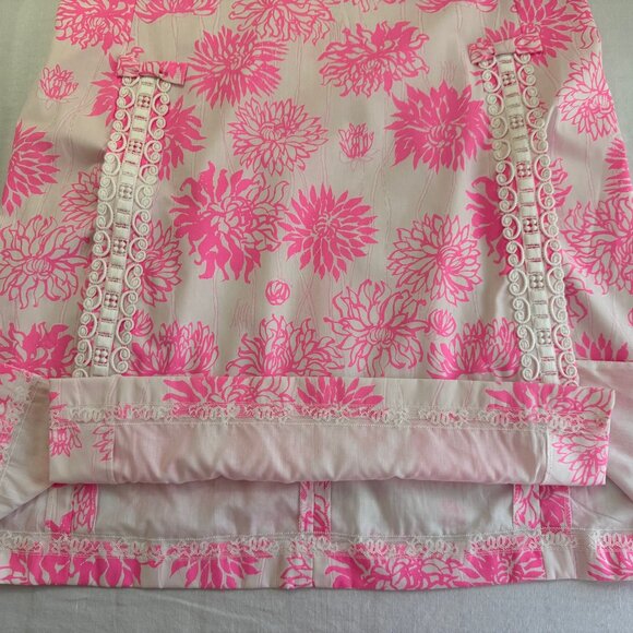 Lovely "The Lilly" Lilly Pulitzer Pink Floral Dress Crochet Detail Vintage Sz 14 - Picture 14 of 16